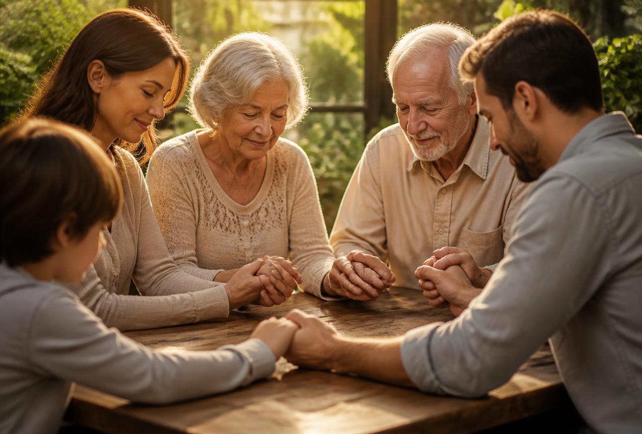 Família reunida em momento de reconciliação
